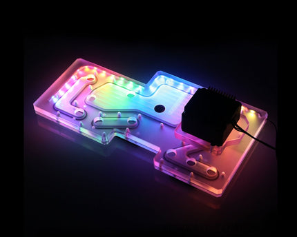 Bykski Distro Plate For InWin 303-5 - PMMA w/ 5v Addressable RGB(RBW) (RGV-INW-303-5-P-K) - DDC Pump With Armor