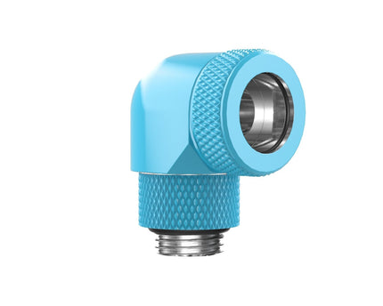 PrimoChill InterConnect SX Premium G1/4 to 90 Degree Adapter Fitting For 16MM Rigid Tubing (FA-G9016) - Sky Blue