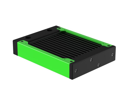 PrimoChill 120SL (30mm) EXIMO Modular Radiator, Black POM, 1x120mm, Single Fan (R-SL-BK12) Available in 20+ Colors, Assembled in USA and Custom Watercooling Loop Ready - UV Green