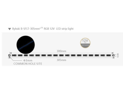 Bykski Replacement Flexible 12v RGB LED Strip - 305mm