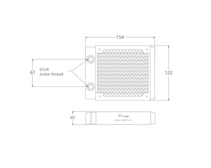 Bykski 120mm x 30mm RC Series Radiator, 120mm x 1, Single Fan (CR-RD120RC-TN-V2) - White