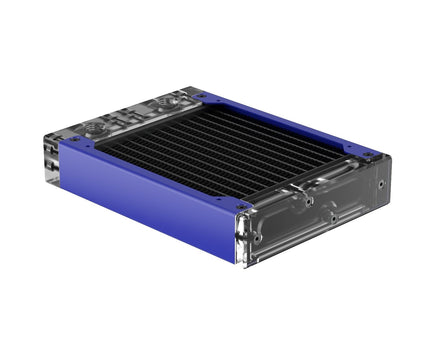 PrimoChill 120SL (30mm) EXIMO Modular Radiator, Clear Acrylic, 1x120mm, Single Fan (R-SL-A12) Available in 20+ Colors, Assembled in USA and Custom Watercooling Loop Ready - True Blue