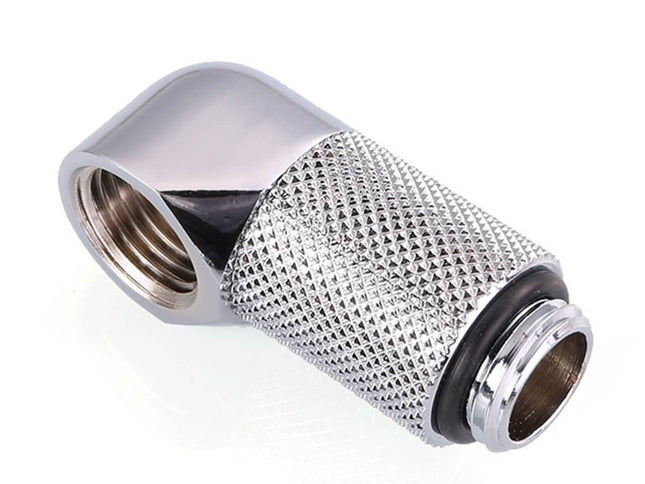 Bykski G 1/4in. Male to Female 90 Degree Rotary 20mm Extension Elbow Fitting (B-RD90-EXJ20) - Silver