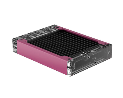 PrimoChill 120SL (30mm) EXIMO Modular Radiator, Clear Acrylic, 1x120mm, Single Fan (R-SL-A12) Available in 20+ Colors, Assembled in USA and Custom Watercooling Loop Ready - Magenta