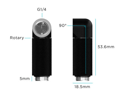 BSTOCK:PrimoChill Male to Female G 1/4in. 90 Degree SX Rotary 35mm Extension Elbow Fitting - Sky White - PrimoChill - KEEPING IT COOL