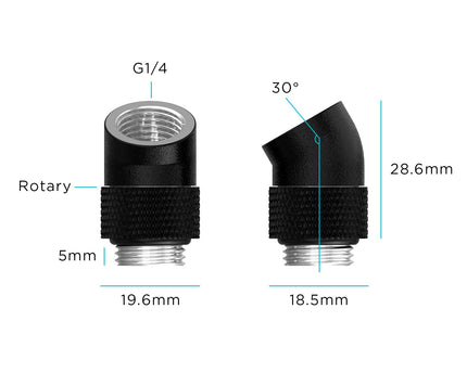 BSTOCK:PrimoChill Male to Female G 1/4in. 30 Degree SX Rotary Elbow Fitting - Candy Purple