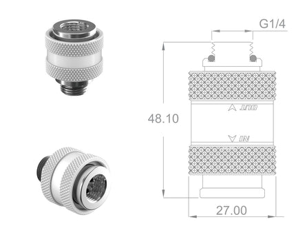 BSTOCK:PrimoChill Male to Female G 1/4 SX Mini Pull Drain Valve - Sky White