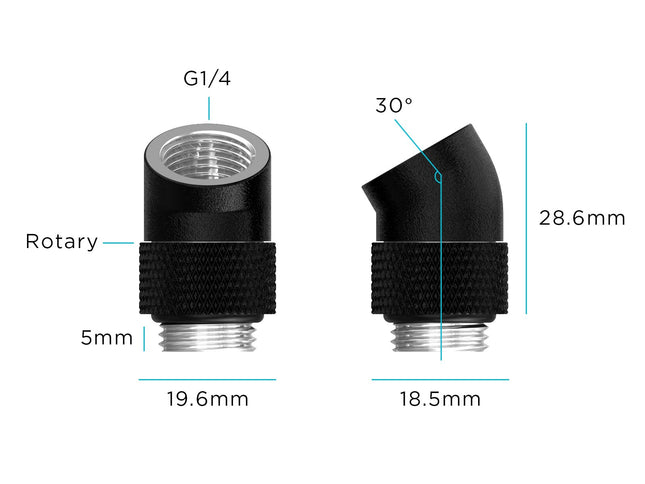 PrimoChill Male to Female G 1/4in. 30 Degree SX Rotary Elbow Fitting - PrimoChill - KEEPING IT COOL