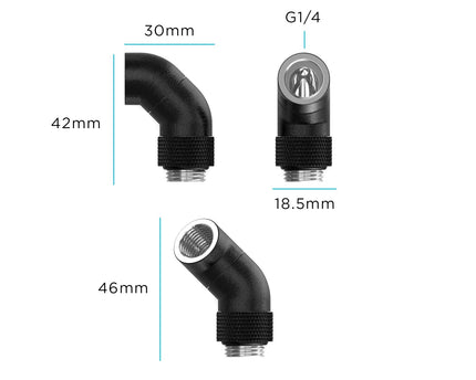 BSTOCK:PrimoChill Male to Female G 1/4in. 90 Degree SX Dual Rotary Snake Fitting - Yellow