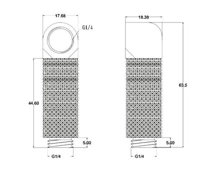 Bykski G 1/4in. Male to Female 90 Degree Rotary 40mm Extension Elbow Fitting (B-RD90-EXJ40) - PrimoChill - KEEPING IT COOL